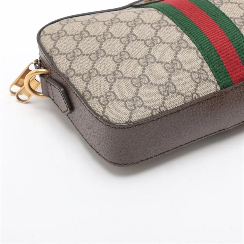 Gucci GG Supreme Shoulder Bag Brown PVC Leather Crossbody 699439 - Picture 4 of 11
